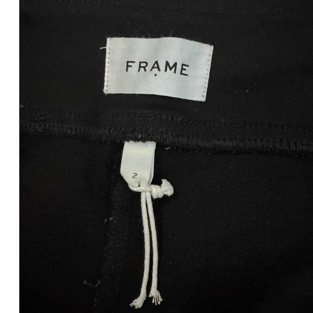 FRAME NWT $228 JetSet Coated Hi Rise Black Flare Pull-on Jean Size 2 - Picture 7 of 10